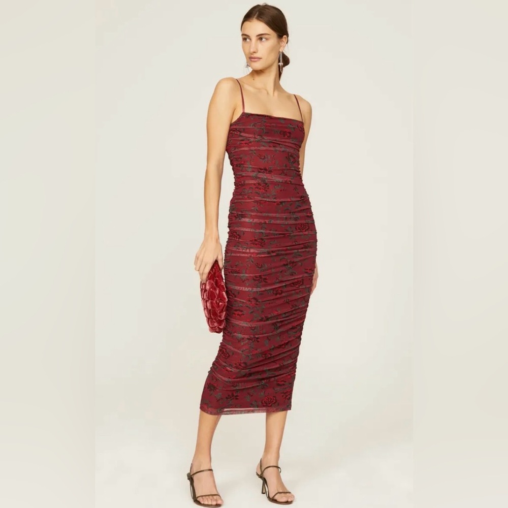 RACHEL Rachel Roy Burgundy Floral Midi Dress